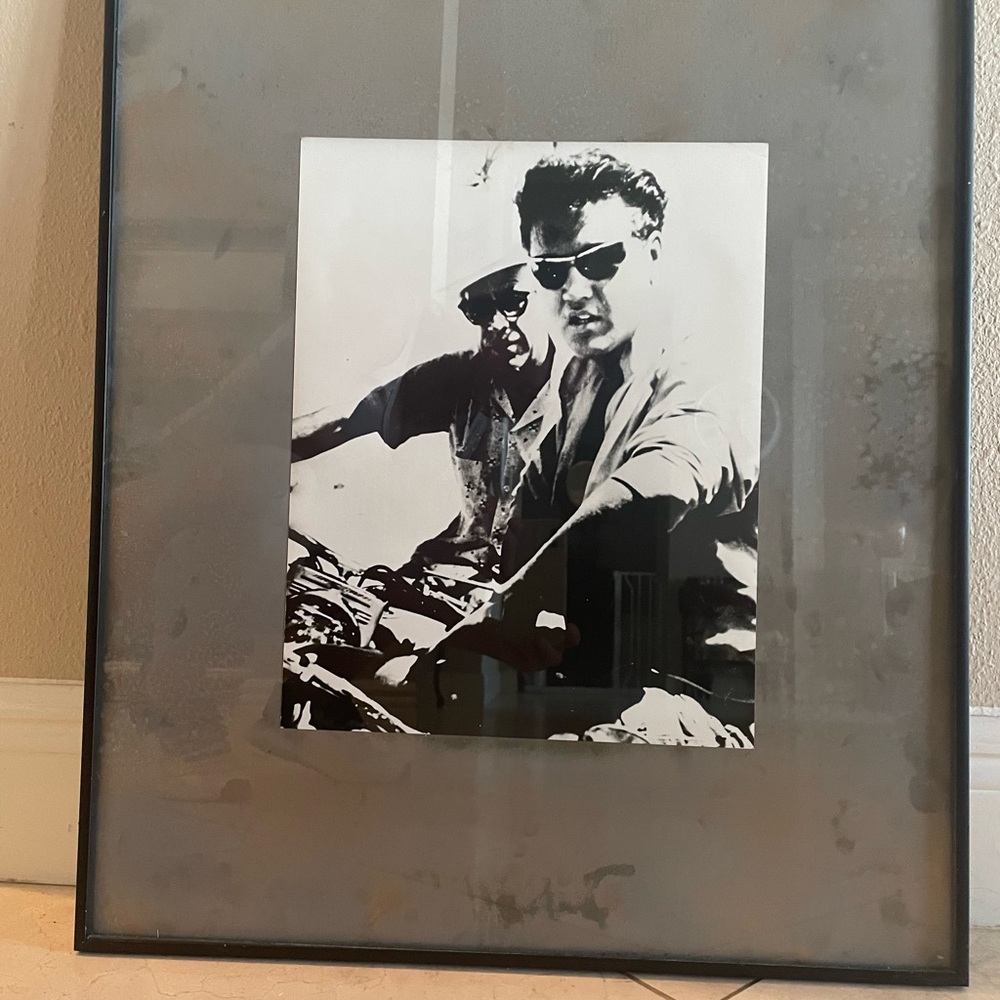 Elvis Presley Framed Black and White Motorcycle Art Print